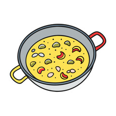 paella pan vector icon, paella pan vector illustration -simple illustration of paella pan, perfect for paella pan logos and icons and themed design 