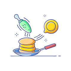 pancake flipping vector icon, pancake flipping vector illustration -simple illustration of pancake flipping, perfect for pancake flipping logos and icons and themed design 