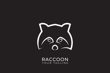 Raccoon silhouette logo design, simple raccoon logo, raccoon head logo
