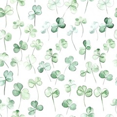 Obraz premium Seamless pattern of shamrock leaves in watercolor for St Patricks Day