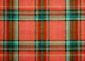 Classic Red Tartan Plaid Pattern with Teal, Black, and White Stripes in a Traditional Scottish Design