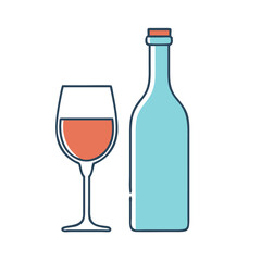 wine bottle and glass vector icon, wine bottle and glass vector illustration -simple illustration of wine bottle and glass, perfect for wine bottle and glass logos and icons and themed design 