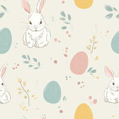 Easter bunny and eggs pattern. Generated by artificial intelligence.