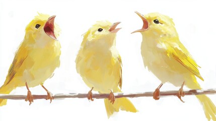 Fototapeta premium A chirping sound illustration set on a white background representing social communication, bonding, and expressive animal signals
