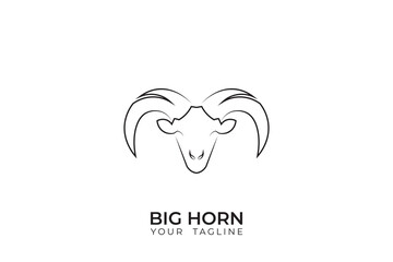 Ram head logo with simple design, ram head vector silhouette, abstract ram head