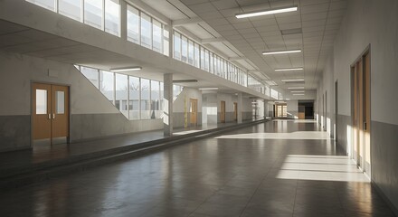 empty School hall and corridor interior