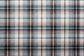 Classic Blue Tartan Plaid Textile Pattern with Beige, White, and Black Lines in Traditional Scottish Style