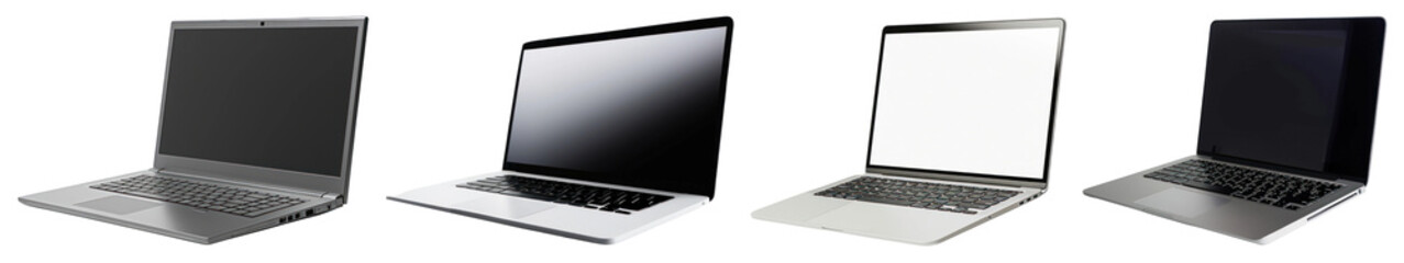 Laptop computer png cut out element set, transparent background