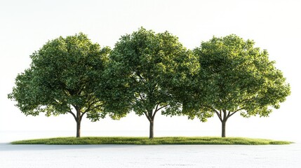 Three Lush Green Trees on a Grassy Knoll