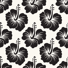 hibiscus flowers wallpaper, tropical leaves seamless pattern, grunge Hawaiian style vector, floral design, tropical floral pattern, Hawaiian hibiscus wallpaper, vector floral grunge.