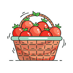 tomato harvest basket vector icon, tomato harvest basket vector illustration -simple illustration of tomato harvest basket, perfect for tomato harvest basket logos and icons and themed design 
