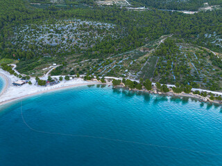 Fototapeta premium Coastline of the Adriatic Sea in Croatia. Aerial landscape, view from above.