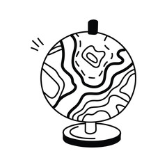 A stylized globe showcasing topographic features