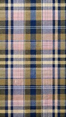 Classic Blue Tartan Plaid Textile Pattern with Beige, White, and Black Lines in Traditional Scottish Style
