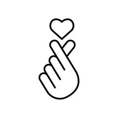 korean heart icon logo sign set vector outline