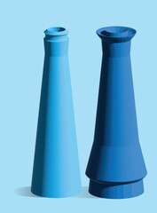 Minimalist 3D Geometric Vase Design – Blue Tones on Light Background