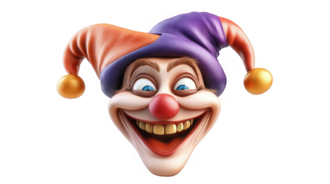 April Fools’ Day PNG Illustration of a Jester Hat, transparent background, isolated on white, PNG file
