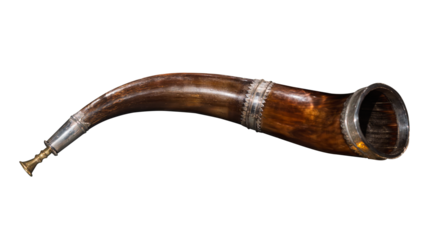 Vintage hunting horn isolated on white