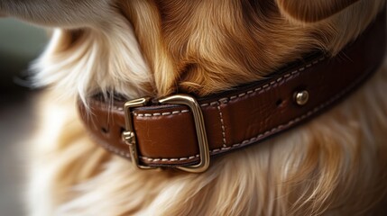 Golden Retriever Dog Collar, Brown Leather, Elegant Design, HighQuality, Stylish Accessory, Pet Fash