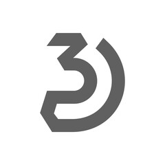 the logo consists of the letter D and number 3. Abstract, outline and elegant.