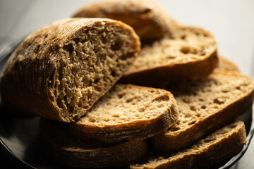 Close-Up of Sliced Artisan Wholegrain Bread Loaf