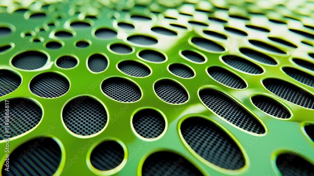 Poster textured green surface with glossy holes and dark background for abstract art and design concepts