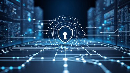 Abstract Concepts of Cybersecurity Technology with Digital Locks, Network Protection, and Virtual Threat Detection