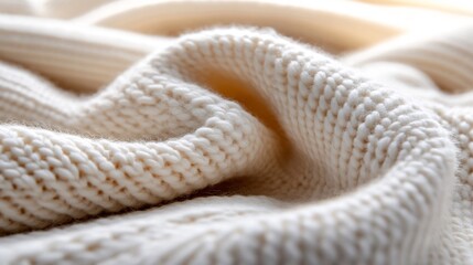 Fototapeta premium Creamy Knit Texture: A Close-Up of Soft, Luxurious Yarn