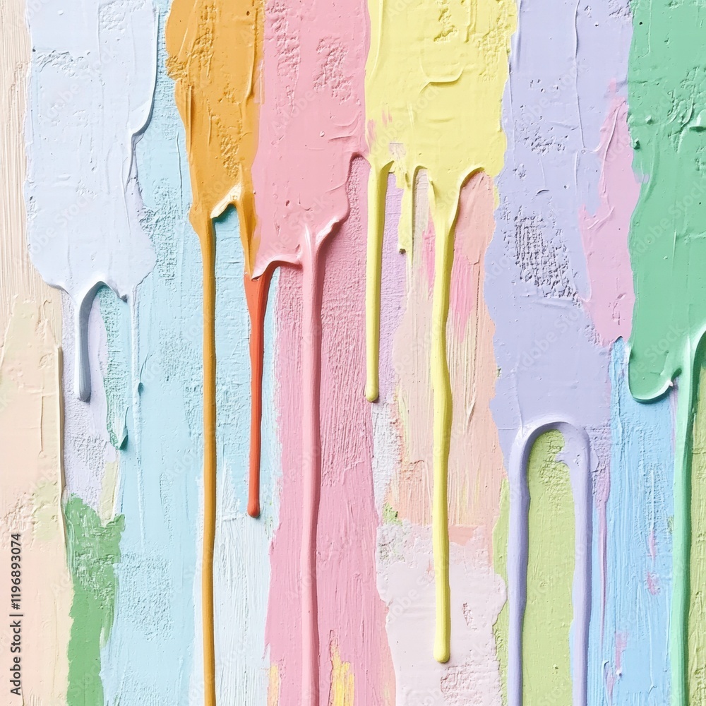 Aufkleber colorful drips of paint create a vibrant abstract texture on a canvas surface in a bright studio env