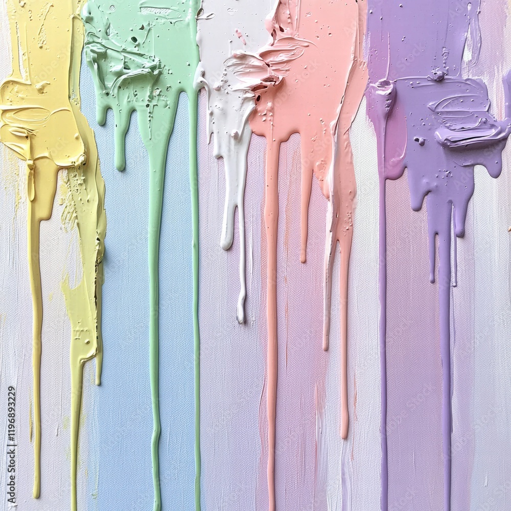 Poster colorful abstract paint drips create a vibrant artistic texture on a canvas surface. generative ai