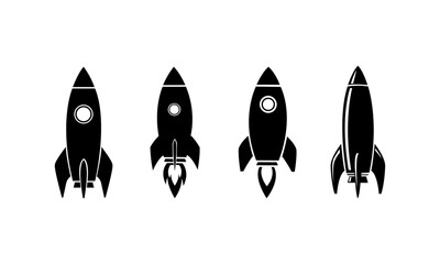 Rocket Silhouette Set In Black And White