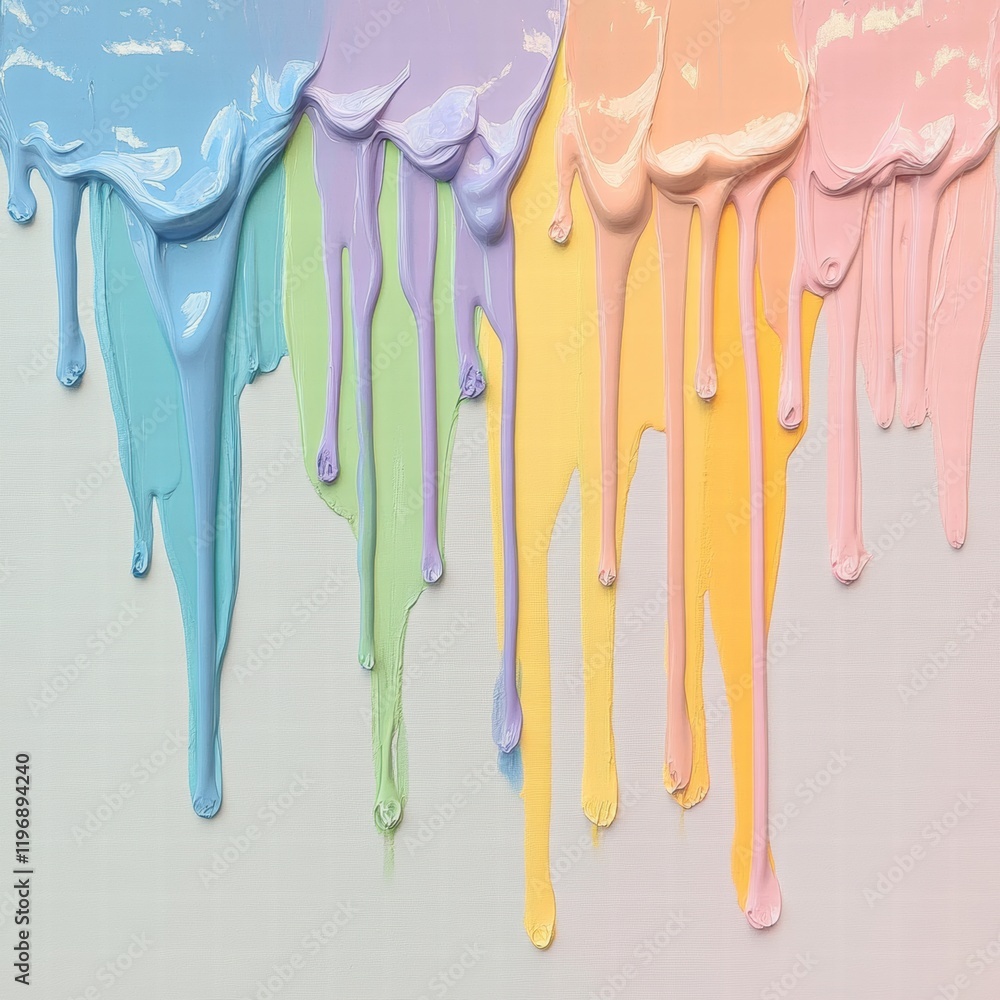 Poster dripping pastel paint colors create a vibrant and artistic texture on a smooth surface. generative a