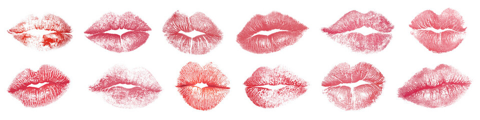 PNG Kiss mark, isolated element set, transparent background