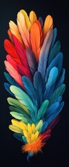 Rainbow Feathers Dark Background Design