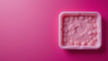 Dental Impression Tray Filled with Alginate on Magenta Background copy space.