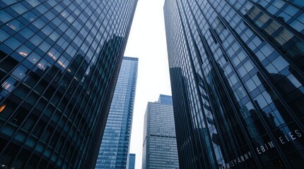 Obraz premium Toronto's Financial District skyscrapers under gentle, soft light diffused shadows, subtle illumination, detailed focus,