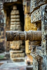 Ornate stone structure, ancient detail, weathered texture.