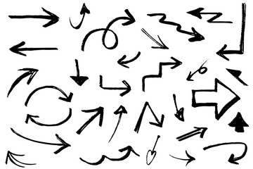 筆タッチの手描きの矢印のイラストセット