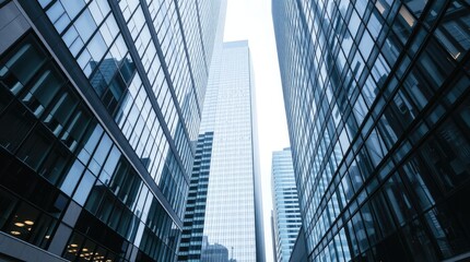 Obraz premium Toronto's Financial District skyscrapers under gentle, soft light diffused shadows, subtle illumination, detailed focus,