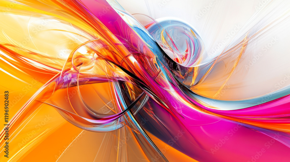 Poster colorful abstract swirl design creating a dynamic sense of movement and energy in a vibrant composit