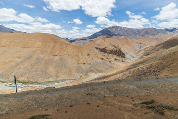 View of beautiful himalayan mountains at pang, passing through the keylong-leh road, ladakh, India.