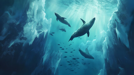 Obraz premium dolphine under the water 