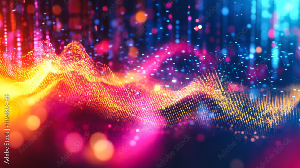 Aufkleber colorful sound waves visualizing music patterns in a digital art composition