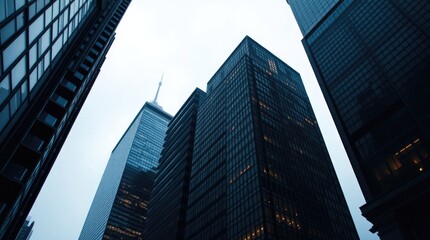 Obraz premium Toronto's Financial District skyscrapers under gentle, soft light diffused shadows, subtle illumination, detailed focus,
