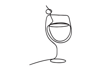 Vector continuous one line drawing of wine glass 
