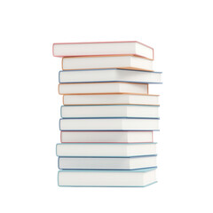 A neatly stacked arrangement of blank books, ideal for creative design projects., isolated on a transparent background.