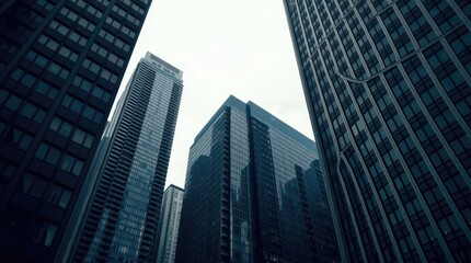 Obraz premium Toronto's Financial District skyscrapers under gentle, soft light diffused shadows, subtle illumination, detailed focus,