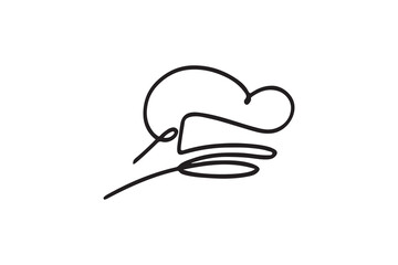 Chef hat. one line continuous drawing illustration. Hand drawn linear silhouette. 
