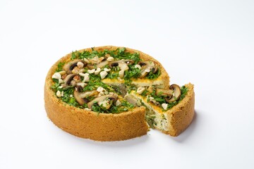 Mushroom and Herb Quiche with Toasted Hazelnuts