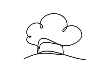 Chef hat. one line continuous drawing illustration. Hand drawn linear silhouette. 